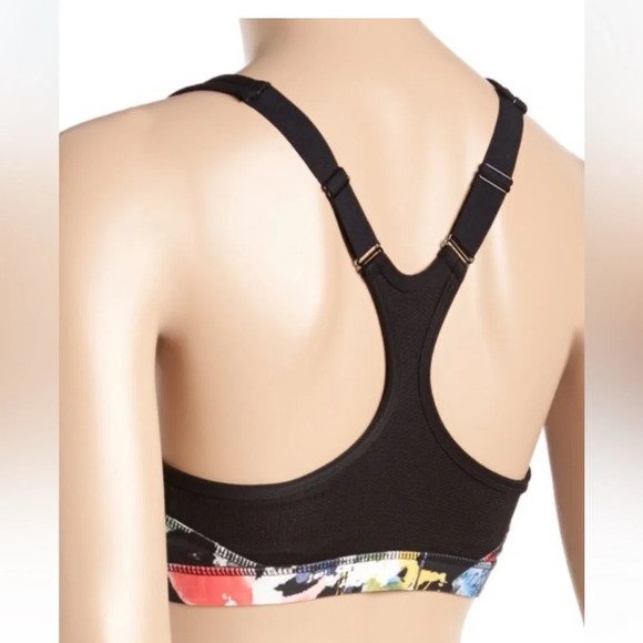 ABS by Allen Schwartz | Black & Peach Graffiti Sports Bra Size Medium - Picture 2 of 9